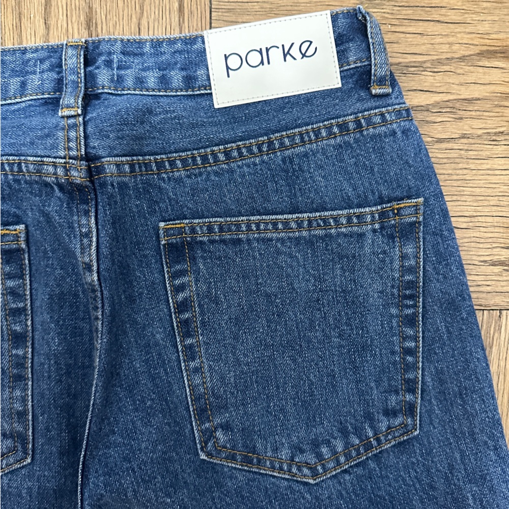 parke medium blue straight leg jeans sz 27